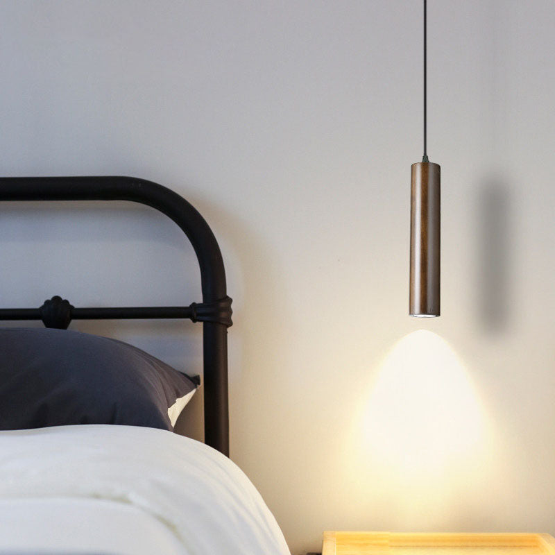 Minimalist Cylinder Wood LED Pendant Light