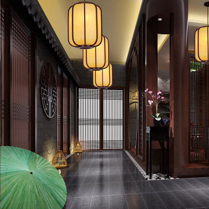 Traditional Lantern Wooden Pendant Light