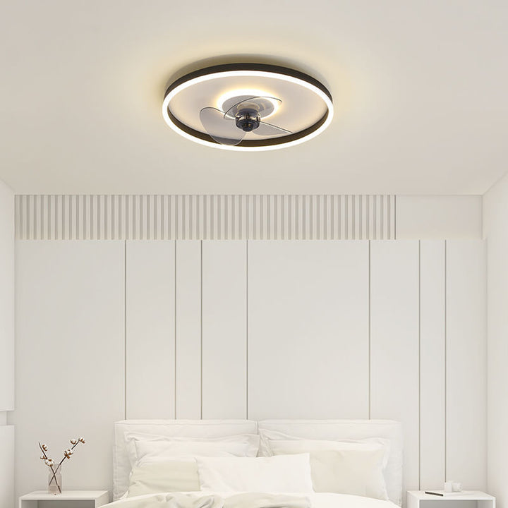 Contemporary Round Aluminum LED Ceiling Fan Light