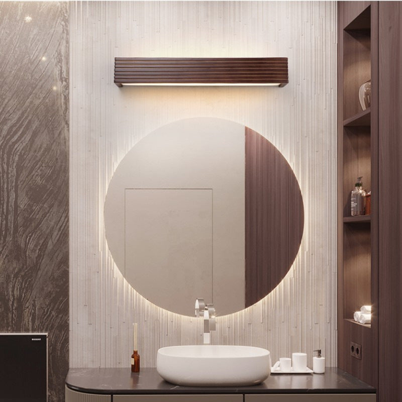 Traditional Rectangular Wood LED Vanity Light