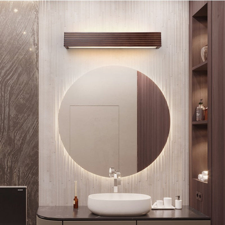 Traditional Rectangular Wood LED Vanity Light
