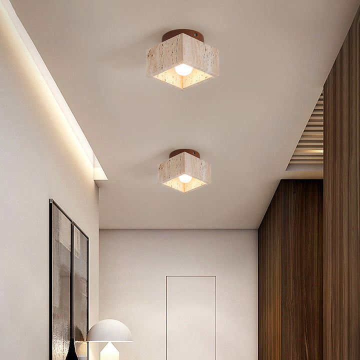 Wabi-Sabi Column Wood Semi-Flush Ceiling Light