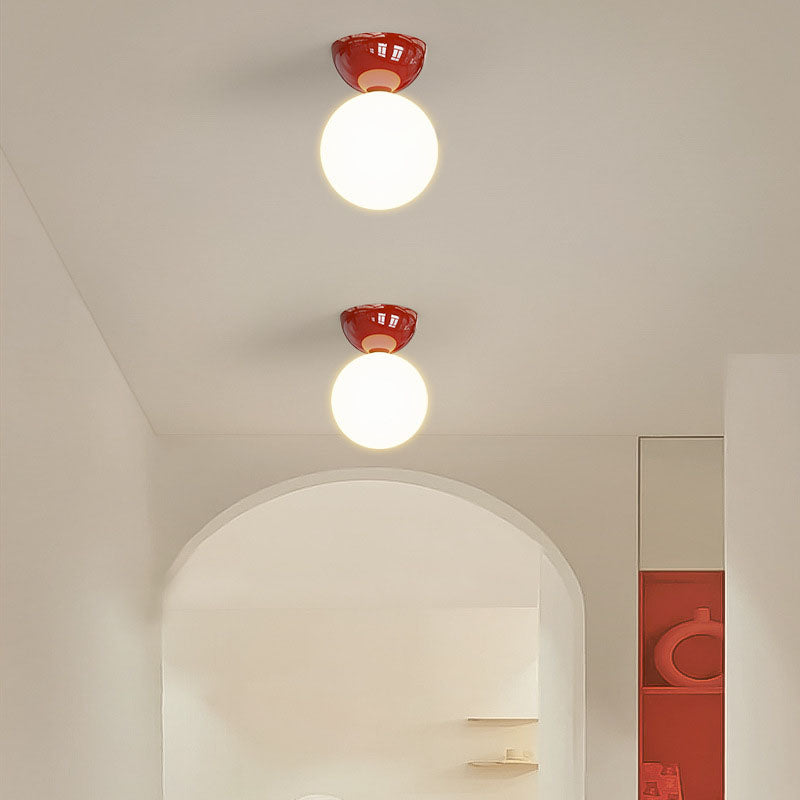 Nordic Spherical Glass Semi-Flush Ceiling Light