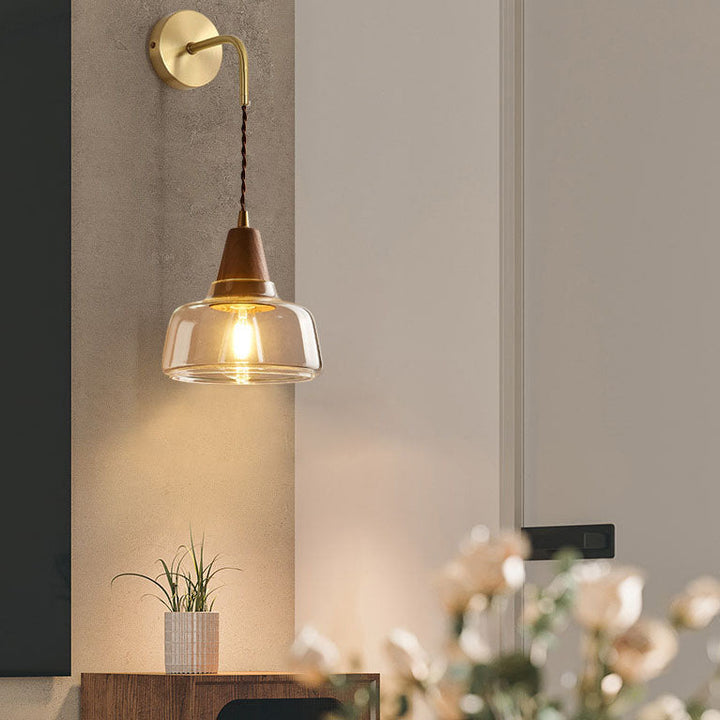 Traditional Cylinder Walnut Wall Sconce