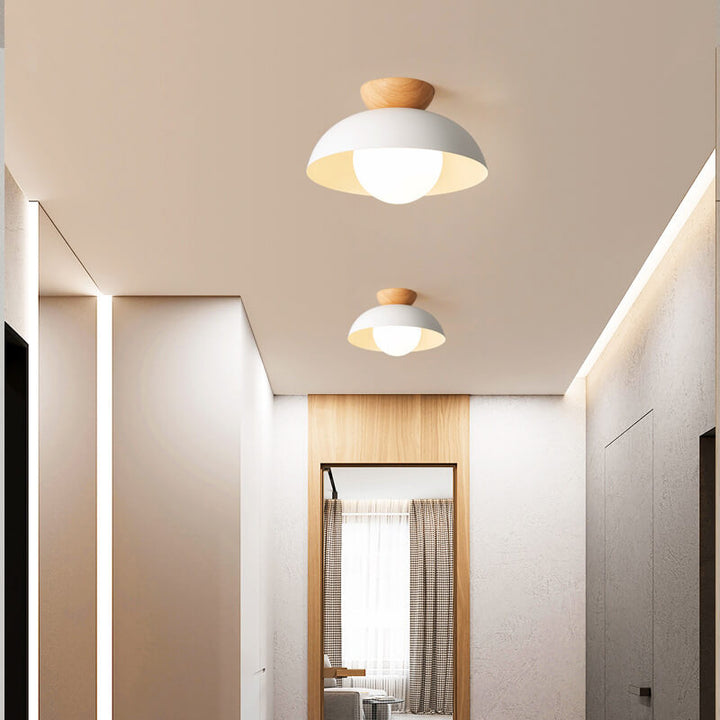 Dome Contemporary Round Glass Semi-Flush Ceiling Light