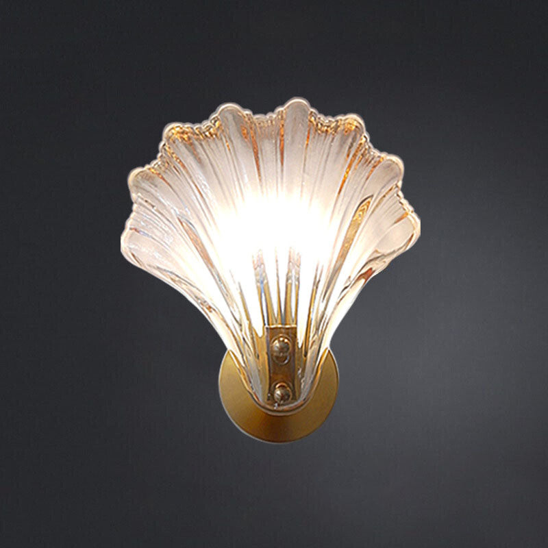 Art Deco Shell Brass Wall Sconce
