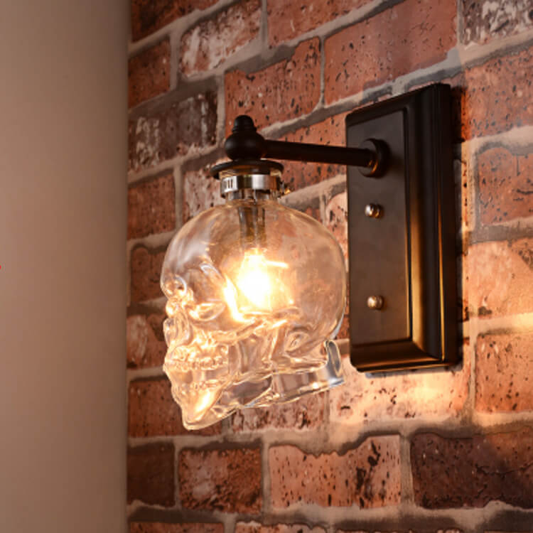 Skull Contemporary Round Glass Wall Sconce