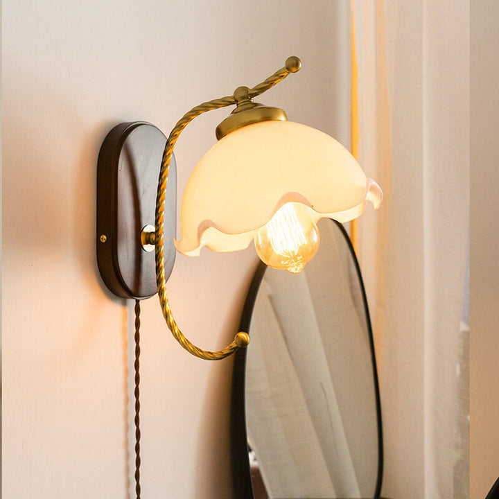 French Vintage Glass Wall Sconce