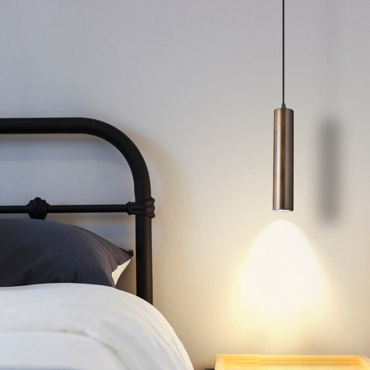 Minimalist Cylinder Wood LED Pendant Light