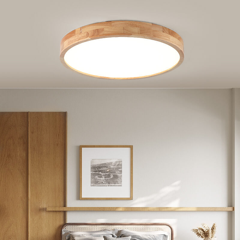 Minimalist Square Solid Wood LED Flush Mount Ceiling 2