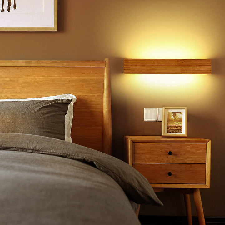 Traditional Rectangular Wood LED Vanity Light