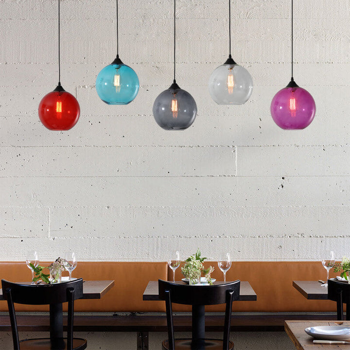 Stained Minimalist Round Glass Pendant Light