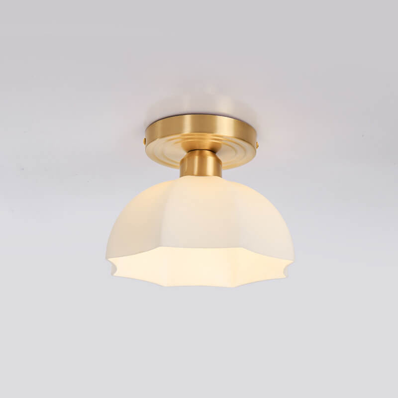 Japanese Vintage Dome Brass Semi-Flush Ceiling Light