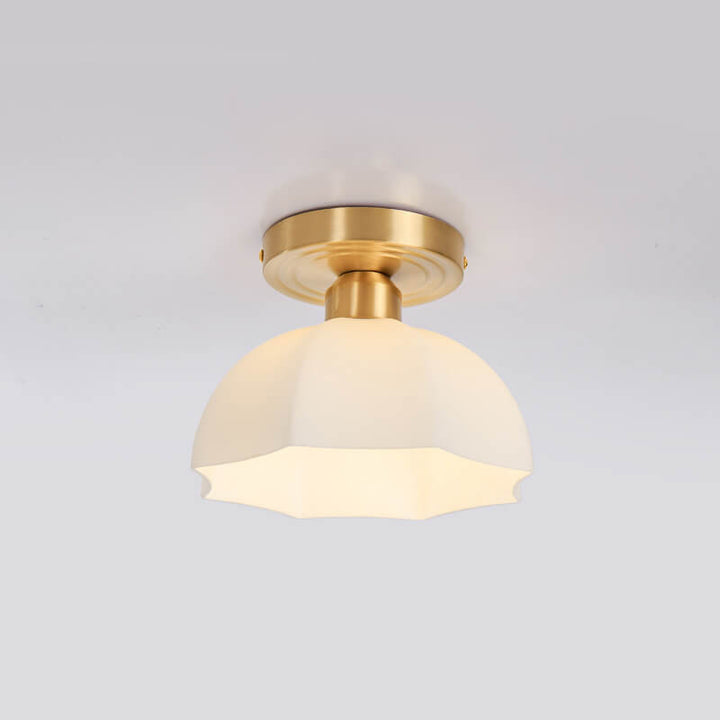 Japanese Vintage Dome Brass Semi-Flush Ceiling Light