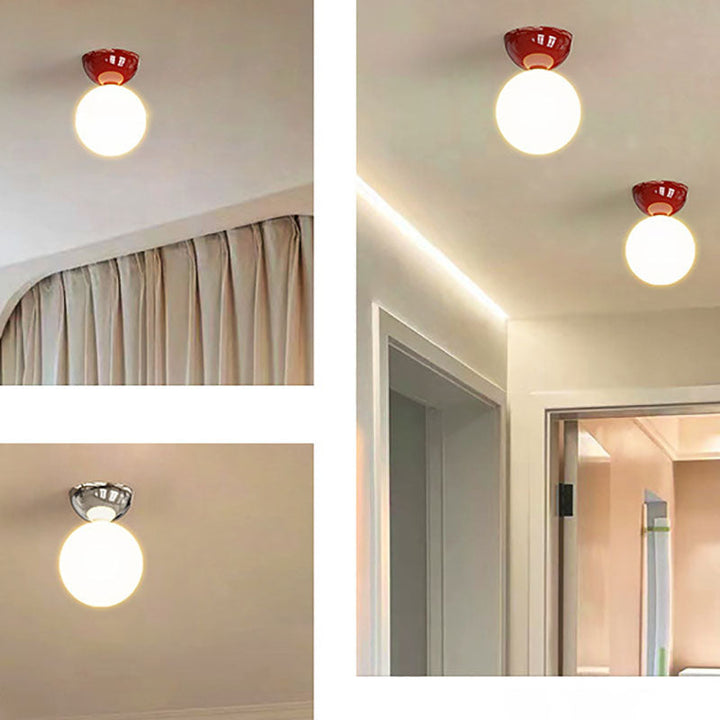 Nordic Spherical Glass Semi-Flush Ceiling Light
