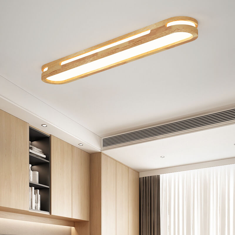 Minimalist Ring Solid Wood LED Flush Mount Ceiling Light