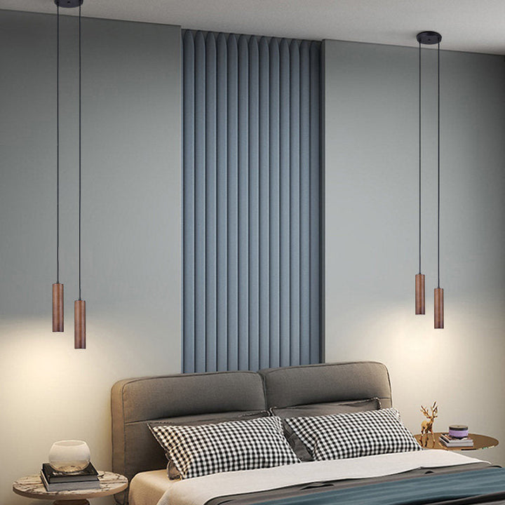 Minimalist Cylinder Wood LED Pendant Light