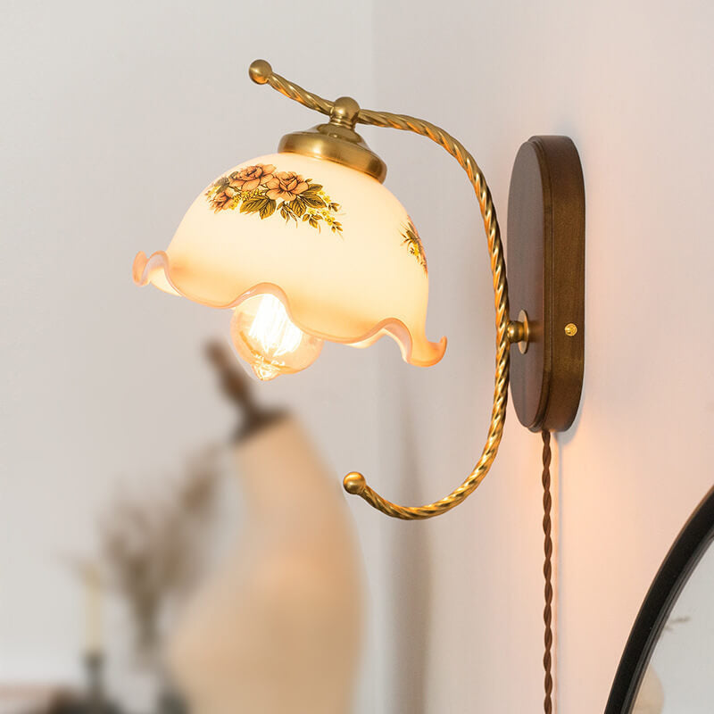 French Vintage Glass Wall Sconce