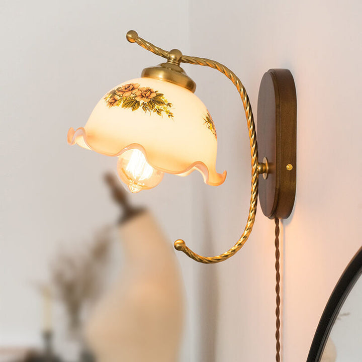 French Vintage Glass Wall Sconce