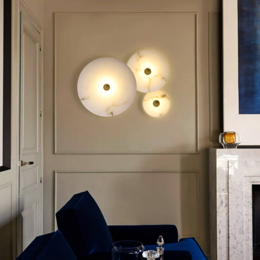 Contemporary Round Marble LED Wall Sconce