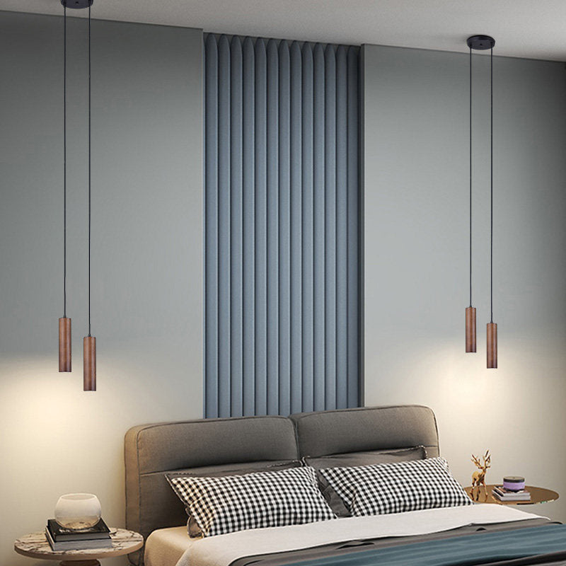 Minimalist Cylinder Wood LED Pendant Light
