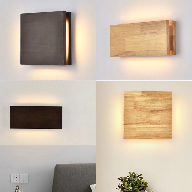 Wabi-Sabi Rectangular Wood LED Wall Sconce