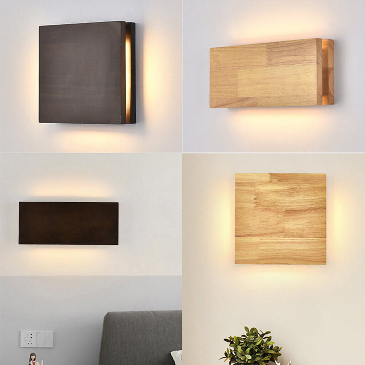 Wabi-Sabi Rectangular Wood LED Wall Sconce