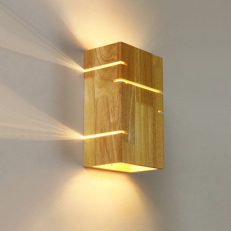 Minimalist Square Wooden 2-Light Wall Sconce
