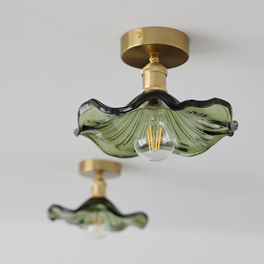 Vintage Leaf Copper Semi-Flush Ceiling Light