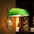 Contemporary Retro Copper Green Glass Shade 1-Light Wall Sconce Lamp For Bedroom
