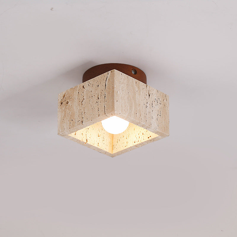 Wabi-Sabi Column Wood Semi-Flush Ceiling Light