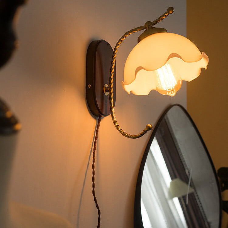 French Vintage Glass Wall Sconce