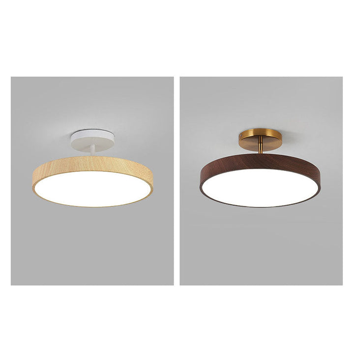 Wabi-Sabi Round Wood LED Semi-Flush Ceiling Light