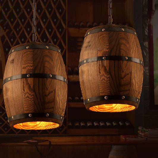 Traditional Round Wood Pendant Light