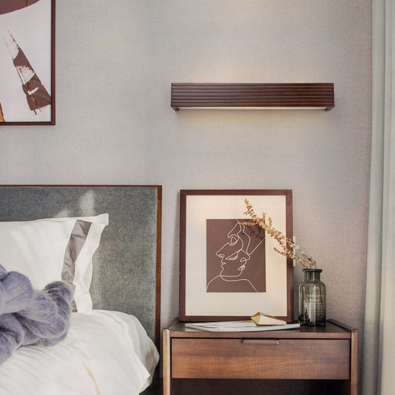 Traditional Rectangular Wood LED Vanity Light