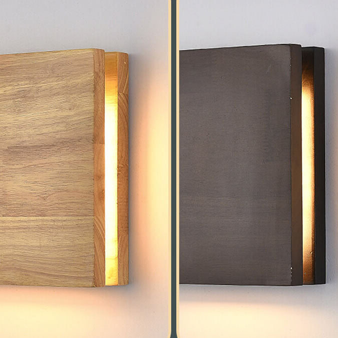 Wabi-Sabi Rectangular Wood LED Wall Sconce