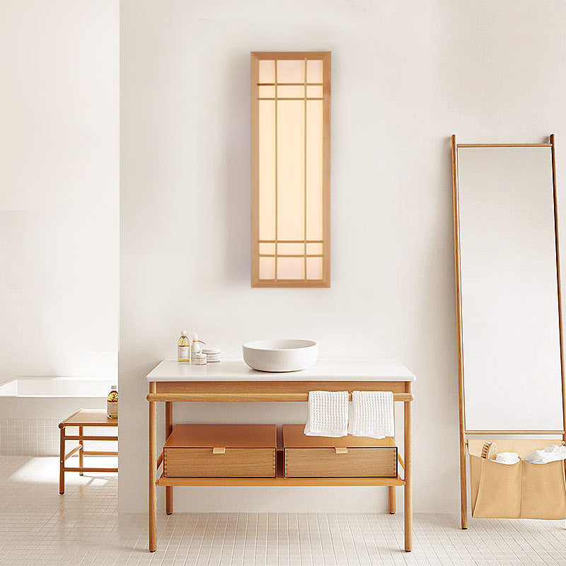 Japanese Traditional Solid Wood LED Wall Sconce