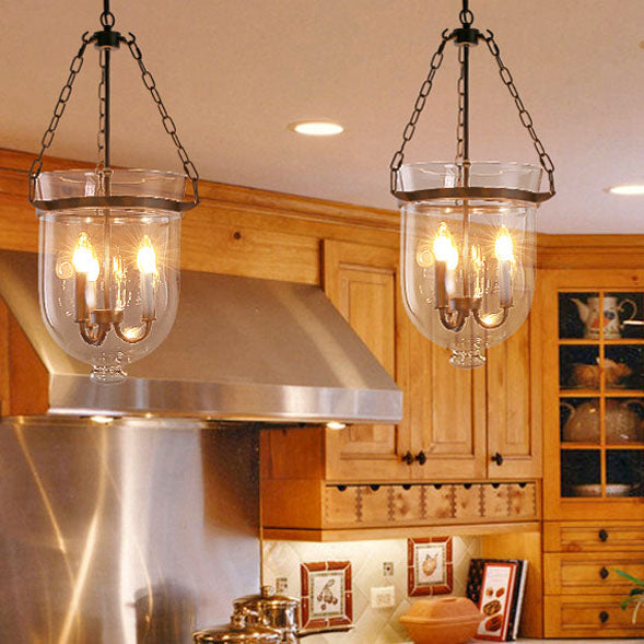 Traditional Round Glass 3-Light Chandelier