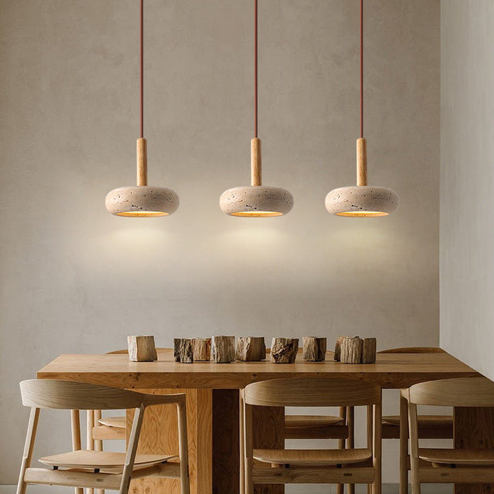 Traditional Round Wood LED Pendant Light