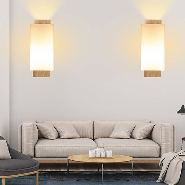 Minimalist Square Solid Wood Wall Sconce