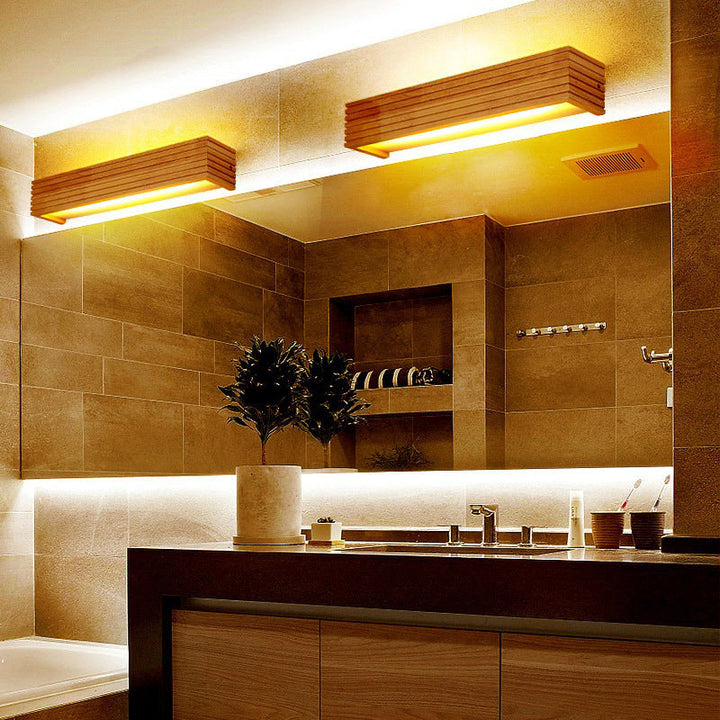 Traditional Rectangular Wood LED Vanity Light