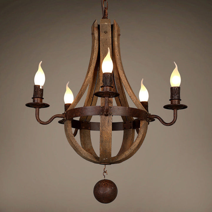 Traditional Branch Wooden 8-Light Chandelier