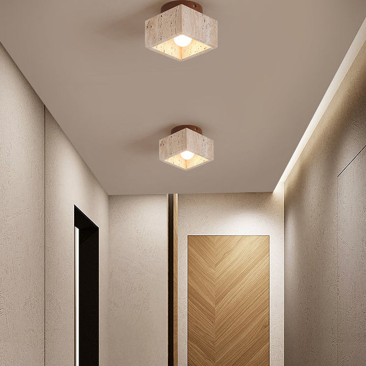 Wabi-Sabi Column Wood Semi-Flush Ceiling Light