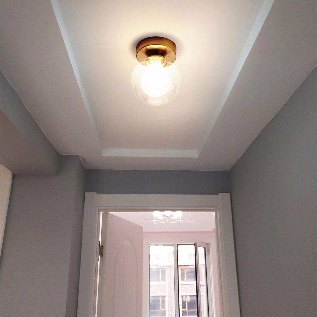 Minimalist Round Glass Semi-Flush Ceiling Light