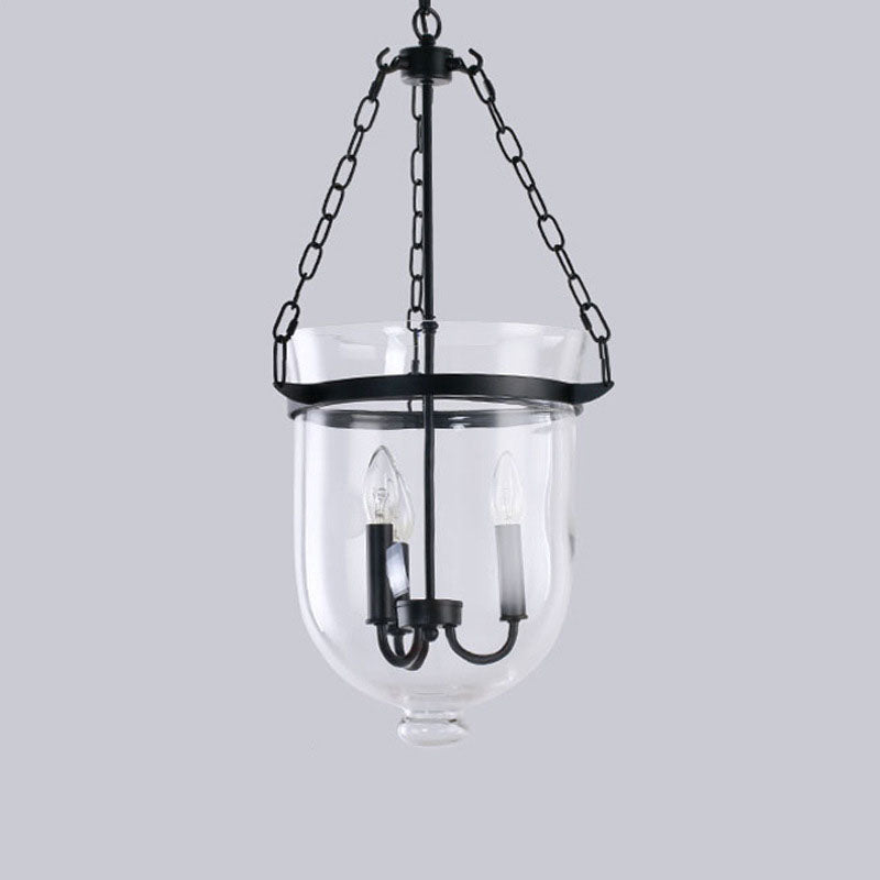 Traditional Round Glass 3-Light Chandelier