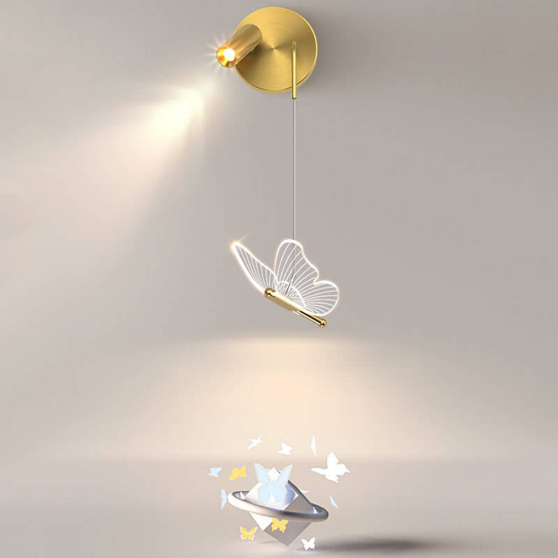 Contemporary Creative Iron Acrylic Butterfly Spotlight Design LED Wall Sconce Lamp for Living Room