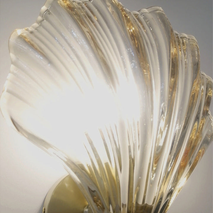 Art Deco Shell Brass Wall Sconce