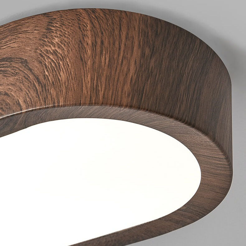Minimalist Oval Wood LED Flush Mount Ceiling Light