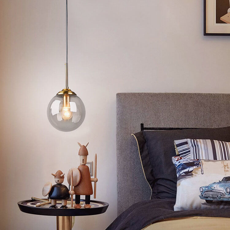 Contemporary Spherical Copper 5-Light Chandelier