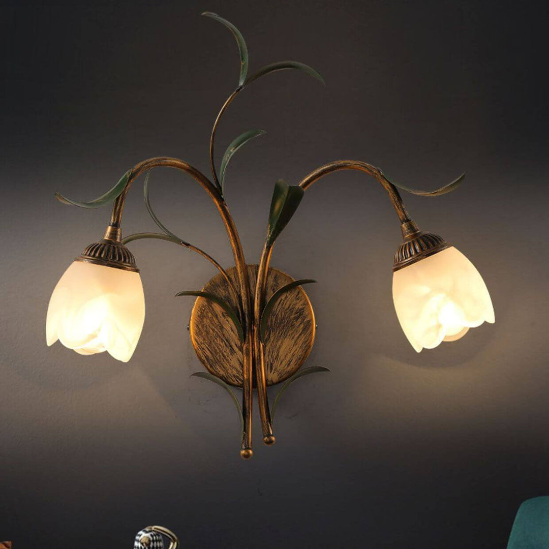 Minimalist Flower Glass 2-Light Wall Sconce